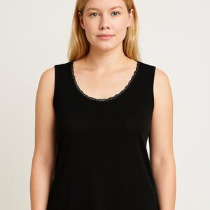 Ulla Popken Tank Top Shell Size 20/22 Black Sleevless Lace Minimalist  Neutral